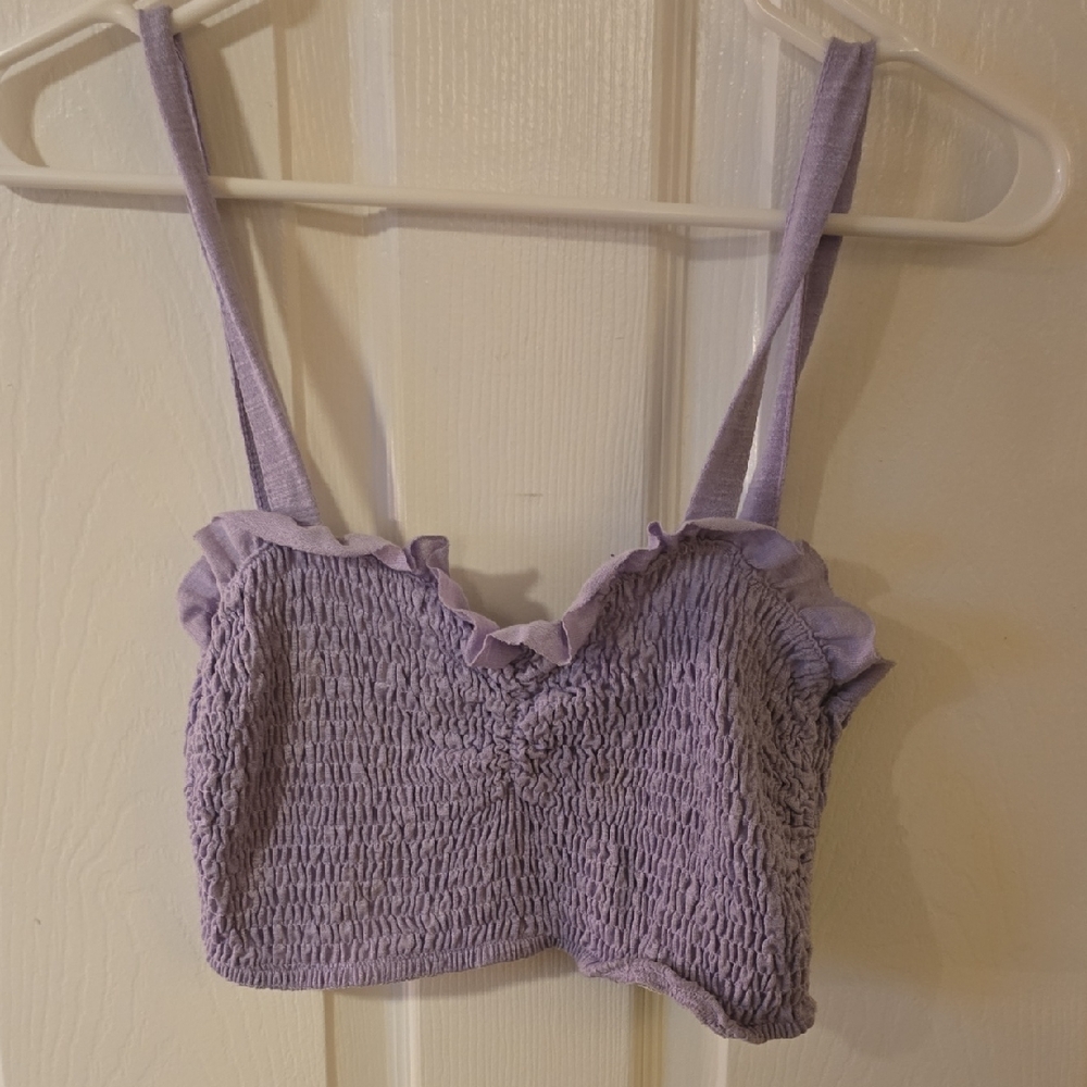 Lavender Ruffle Crop Top